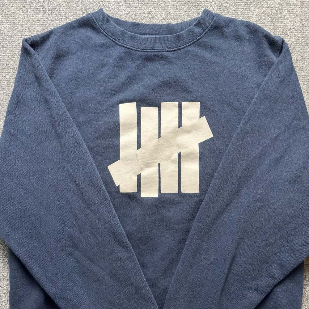 Undefeated Five Strikes Logo Crewneck Sweatshirt Navy